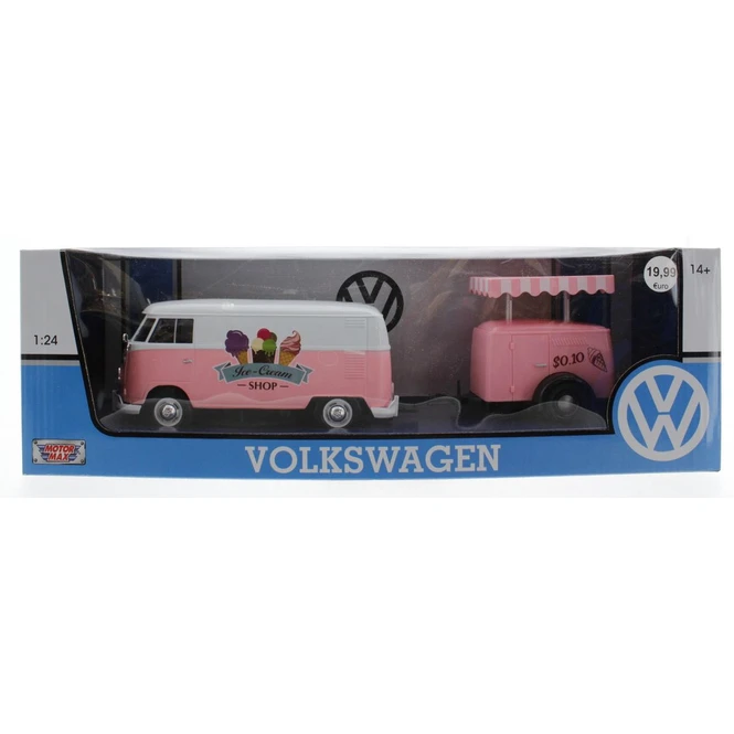 Motormax - Volkswagen T1 Bus - Lieferservice Mit Anhänger - Maßstab 1:24 1 Motormax - Volkswagen T1 Bus - Lieferservice Mit Anhänger - Maßstab 1:24